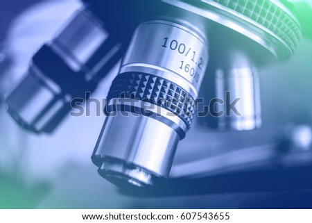 Laboratory Equipment - Optical Microscope.
Microscope is used for conducting planned, research experiments, educational demonstrations in medical and health institutions, laboratories. Close up photo.