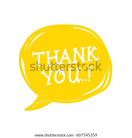 thank you - yellow speech bubble in doodle style