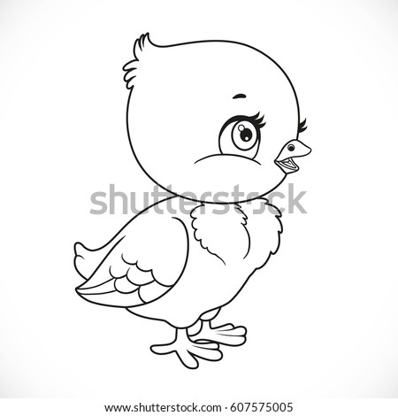 Little baby chick outlined for coloring isolated on a white background