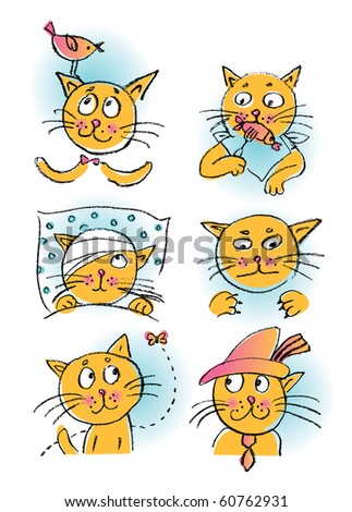 Collection of cartoon cats
