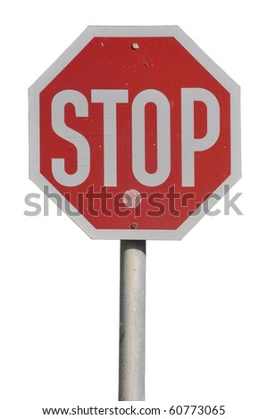 stop road sign isolated on white background