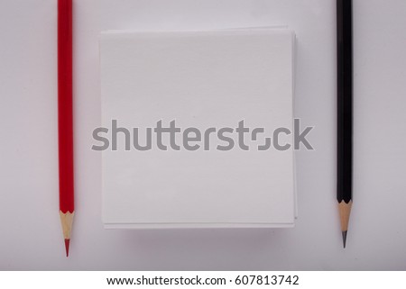 Eraser, Red and black pencils isolated on white background