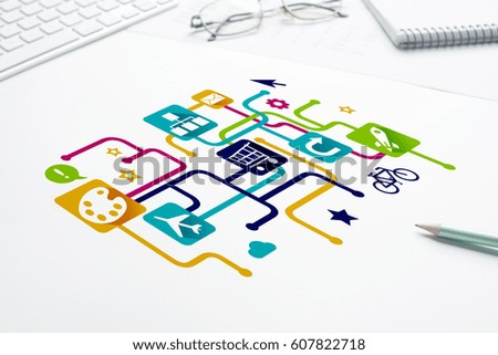 Social media and network concept over white background