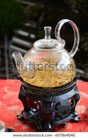 Pot of chinese tea in restaurant.