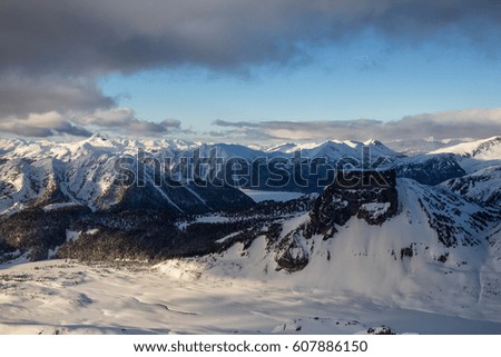 Table Mountain with Garibaldi Lake in the Background from an aerial perspective. Picture taken near Whistler, British Columbia, Canada.