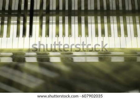 Piano keyboard background with selective focus and blur