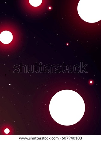 group of red sphere in universe background