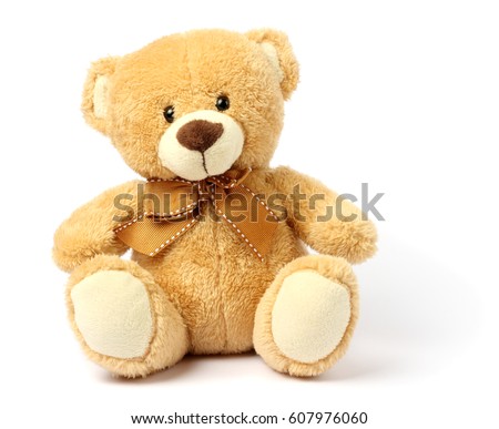 toy teddy isolated on white background Royalty-Free Stock Photo #607976060