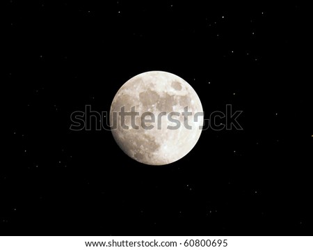 Full moon over dark sky with stars