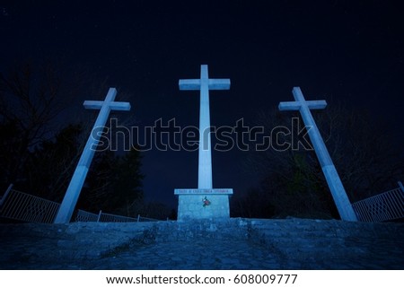 
Night photo of the mountain three crosses of Varese /the mountain three crosses of Varese 