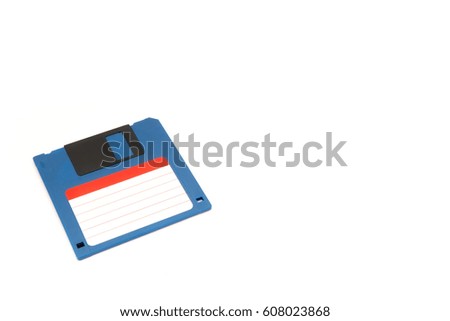 Blue floppy diskette isolated on the white background.
