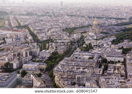 aerial view of Paris city.