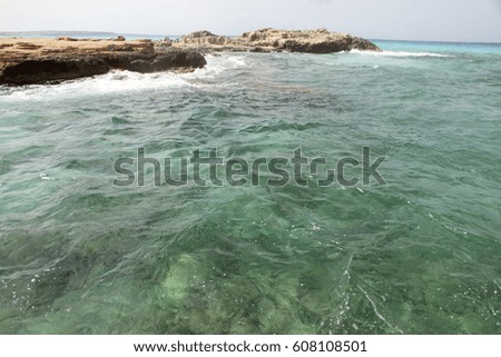 Formentera Es Calo de Sant Agusti turquoise sea at Balearic Islands 