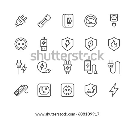 Simple Set of Surge Protector Related Vector Line Icons. 
Contains such Icons as American/European Socket, USB Charge, Child Protection and more.
Editable Stroke. 48x48 Pixel Perfect. Royalty-Free Stock Photo #608109917