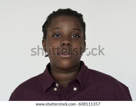 African woman casual studio portrait