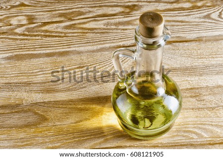 Vegetable oil in a glass bottle
