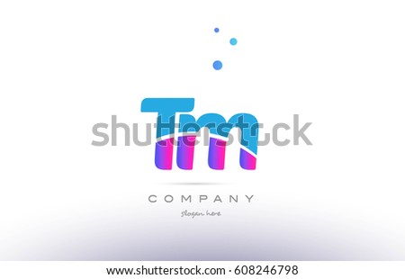 tm t m  pink purple blue white uppercase lowercase modern creative alphabet gradient company letter logo design vector icon template