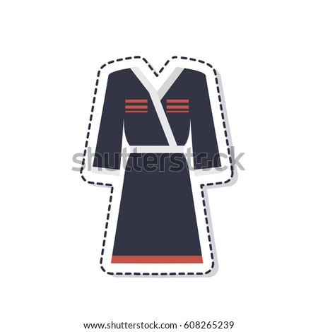georgian traditional costume, sticker. isolated on white background. vector illustration