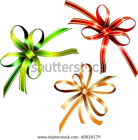 clip-art of holiday color gift ribbons with bow. vector sample for greetings box. isolated on white