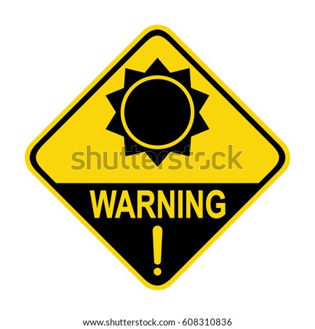 Sun danger sign, symbol