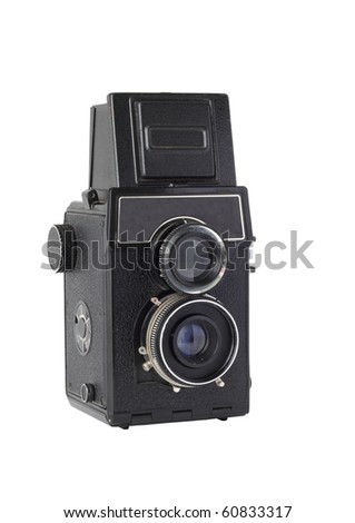 Twin-old medium-format camera on a white background