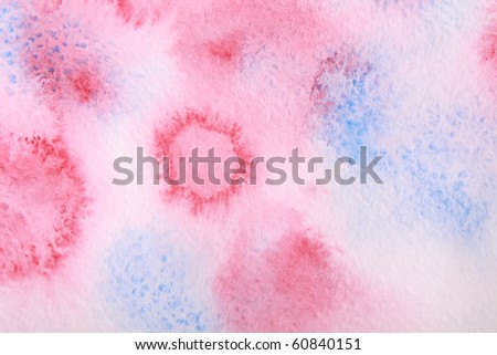 Abstract watercolor hand painted blue-red background