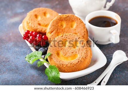 Biscuit cake. Selective focus. Copy space