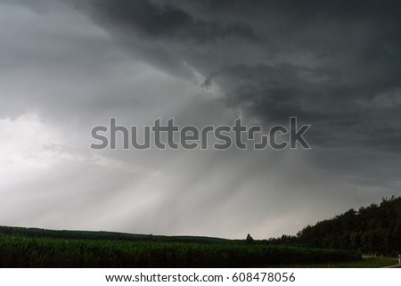 thunder and lightning like tornado clouds in dramatic cloudscape
