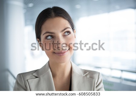 Beautiful Business Lady Looking at Copy Space