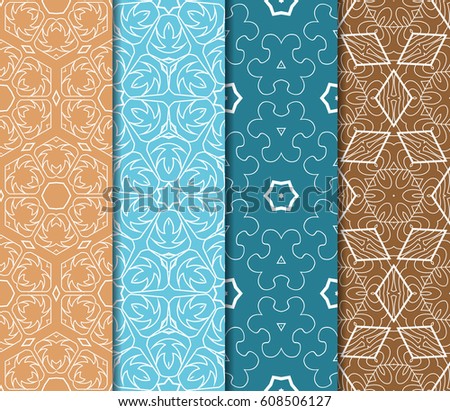Seamless set floral pattern. vector illustration. For design, wallpaper, background fills, fill, card, banner, flyer. Ethnic ornament