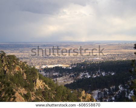 View of the Plains East Towards Denver from the Foothill Mountains in Colorado     