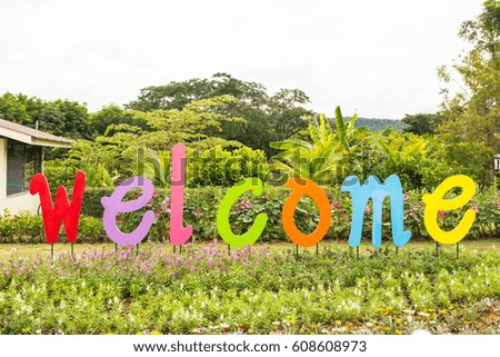 Welcome sign in the park