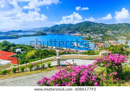 Caribbean, St Thomas US Virgin Islands. Panoramic view. Royalty-Free Stock Photo #608617793