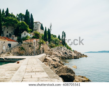 Boat mooring Arboretum Trsteno, near Dubrovnik, Croatia
