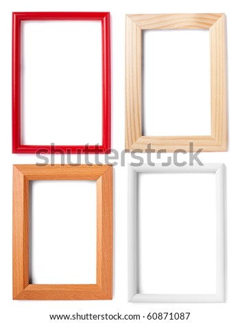 collection of wooden frames on white background. each one is in full camera resolution