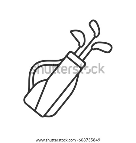 Golf bag linear icon. Thin line illustration. Golf clubs in bag contour symbol. Vector isolated outline drawing