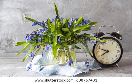 morning Flowers spring Concrete rusty background still life