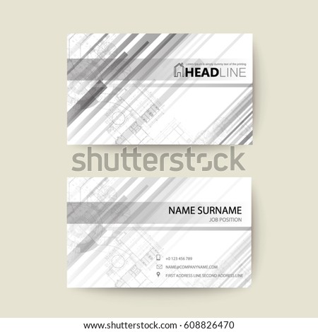Gray straight stripes back and abstract elegant business card template.