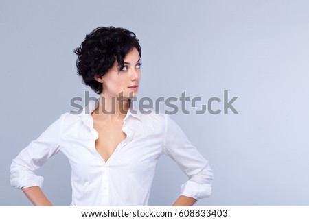 Half Body Shot of a Confident Young Office Woman Looking at the Copy Space