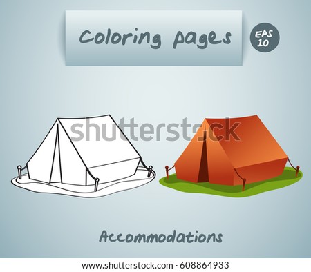 Coloring book pages for kids : Accommodations : Vector Illustration