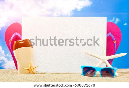 Banner with copy space on beach