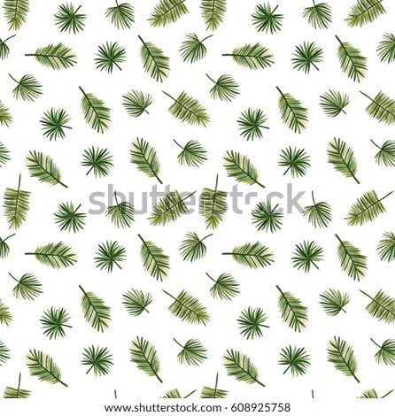Watercolor illustration of tropical flora, seamless pattern