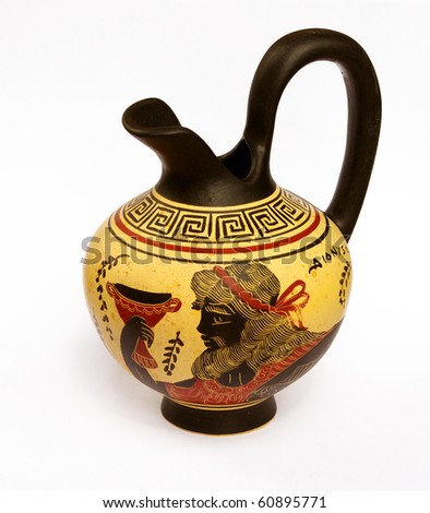 Ewer with a picture of ancient Greek god of wine Dionysus