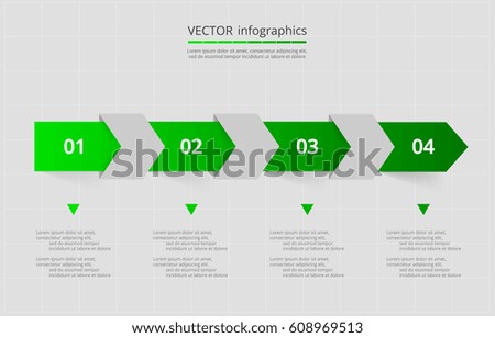 Vector lines arrows infographic. Green template for diagram, graph, presentation and chart. Business concept with 4 options, parts, steps or processes.