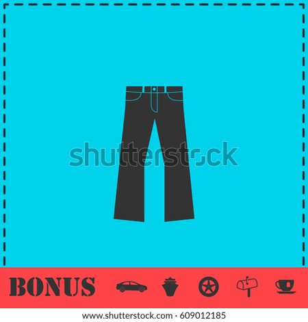 Jeans icon flat. Simple vector symbol and bonus icon