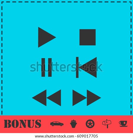 Music button icon flat. Simple vector symbol and bonus icon