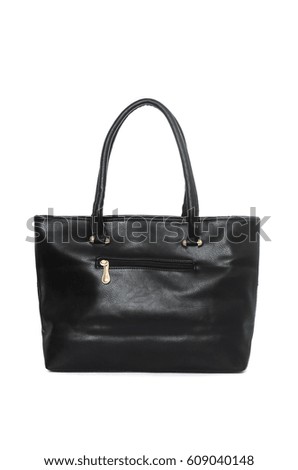 Large leather black bag isolated on white