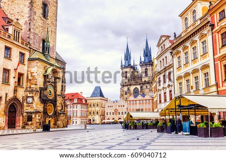 Old Town Square in Prague, Czech Republic Royalty-Free Stock Photo #609040712