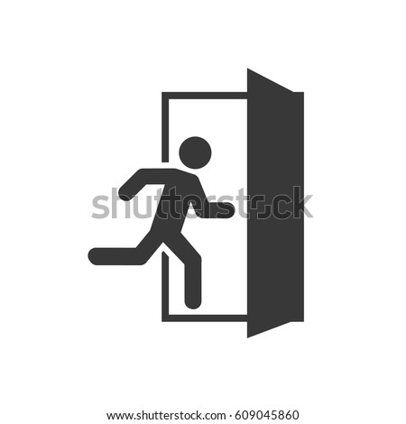 Emergency exit, escape route sign. Vector illustration Royalty-Free Stock Photo #609045860