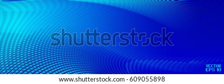 Abstract Structural Curved Background. Turquoise Lines and Blue Waves.  Vector Illustration